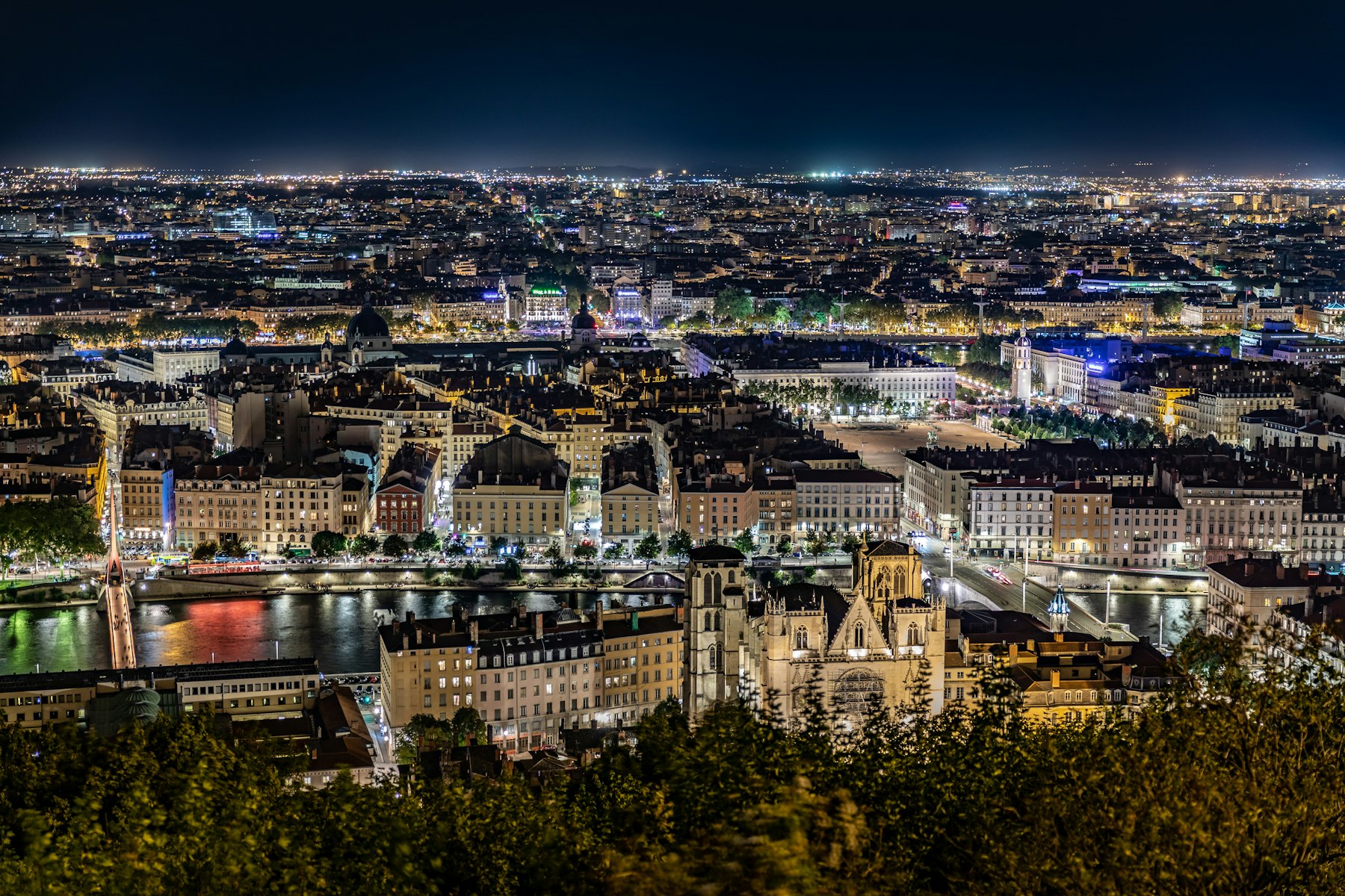 Lyon de nuit depuis Fourvière
